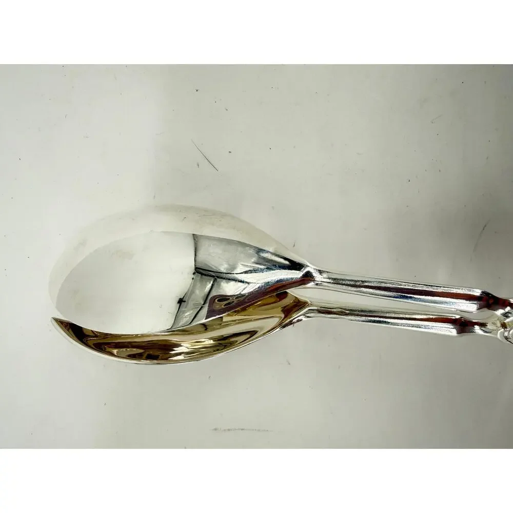 Vintage Silverplate Salad Serving Tongs Pierced Bowl Replacement Flatware Italy